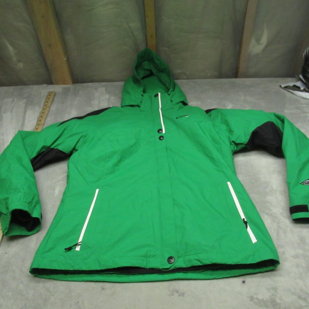 Columbia Jacket Womens Large Green Waterproof‎ Full Zip Removable Liner Ski 3in1
